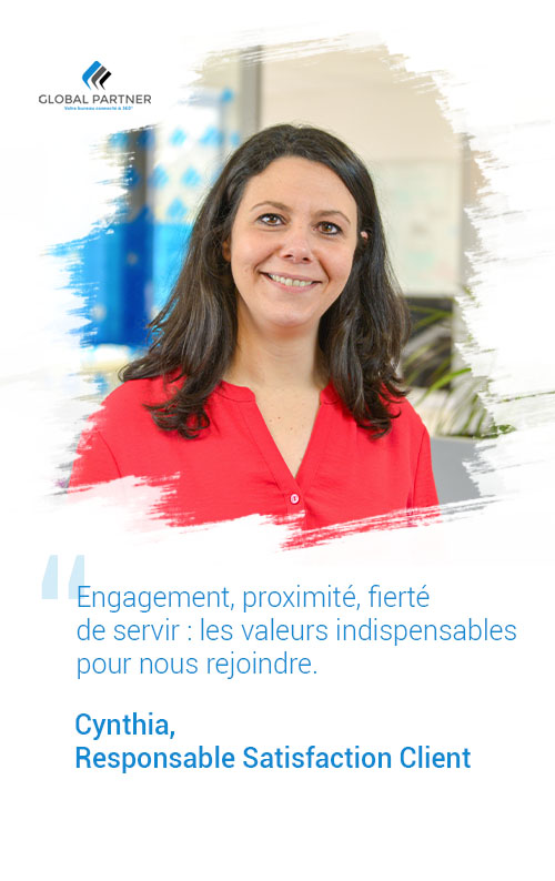 Photo de Cynthia responsable Satisfaction client, un metier global partner